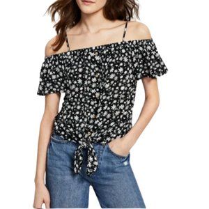 NWT Hippie Rose Black Floral Off the Shoulder Rayon Top